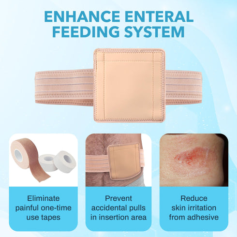 JJ CARE Feeding Tube Belt (Small), Breathable PEG Tube Belt, Nylon Fabric Gtube Belt Compatible with PEG Tubes and Gastrostomy Tubes, Adjustable and Washable G Tube Holder